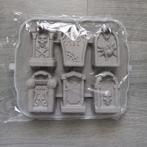 6 Cavity Silicone Halloween Tombstone Mold, Grey, New in Package